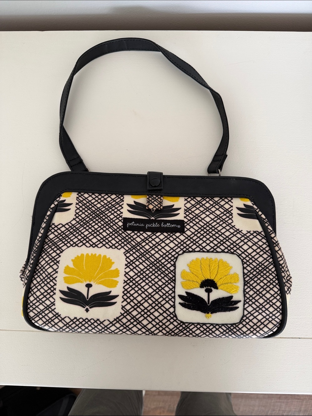 Petunia Pickle Bottom Black, Yellow & Cream Floral Shoulder Bag
